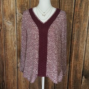 EUC Eyeshadow Wine Color Long Sleeve Blouse Sz M